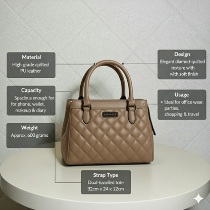 Aurora Luxe Bag Quilted Tote HandBag for Women-Elegant PU Leather Handbag