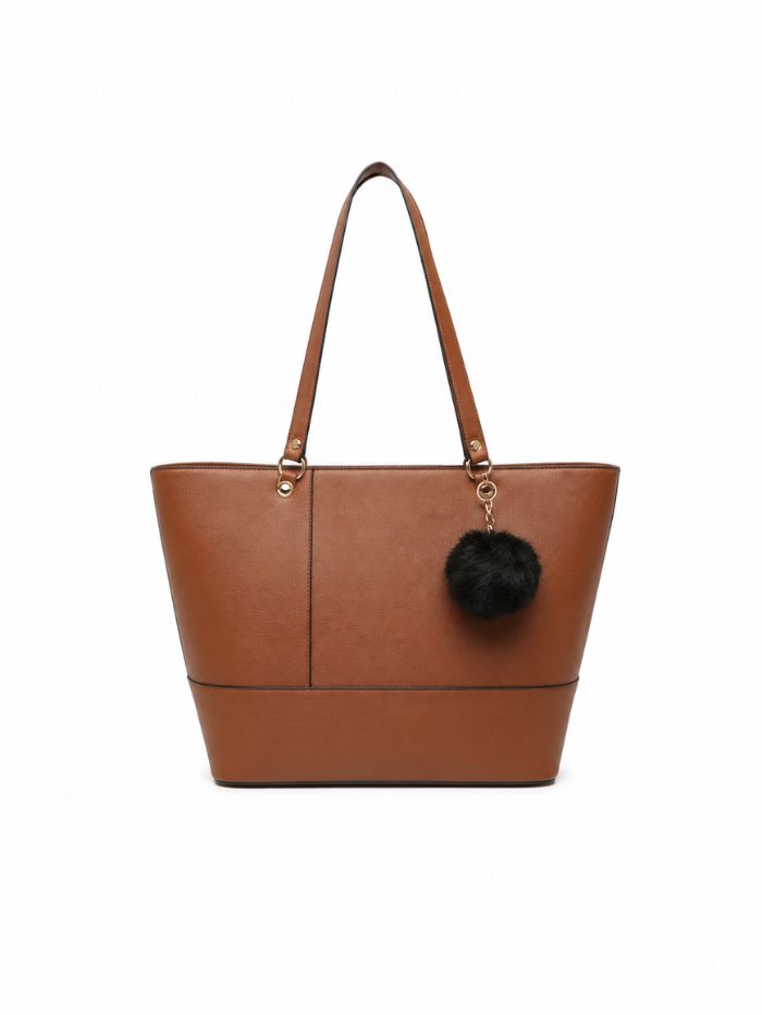 Premium Brown Women Tote Bag with Stylish Charm