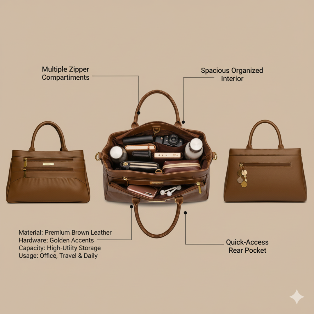 Blush Structured Tote Handbag For Women