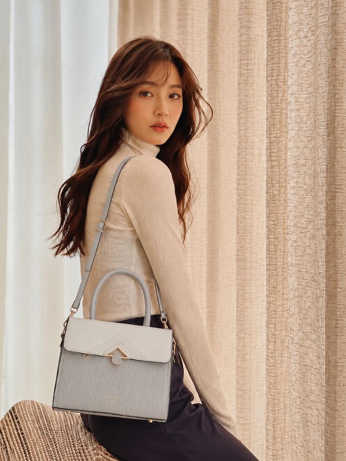 Premium Grey Women Handbag with Adjustable Sling Strap