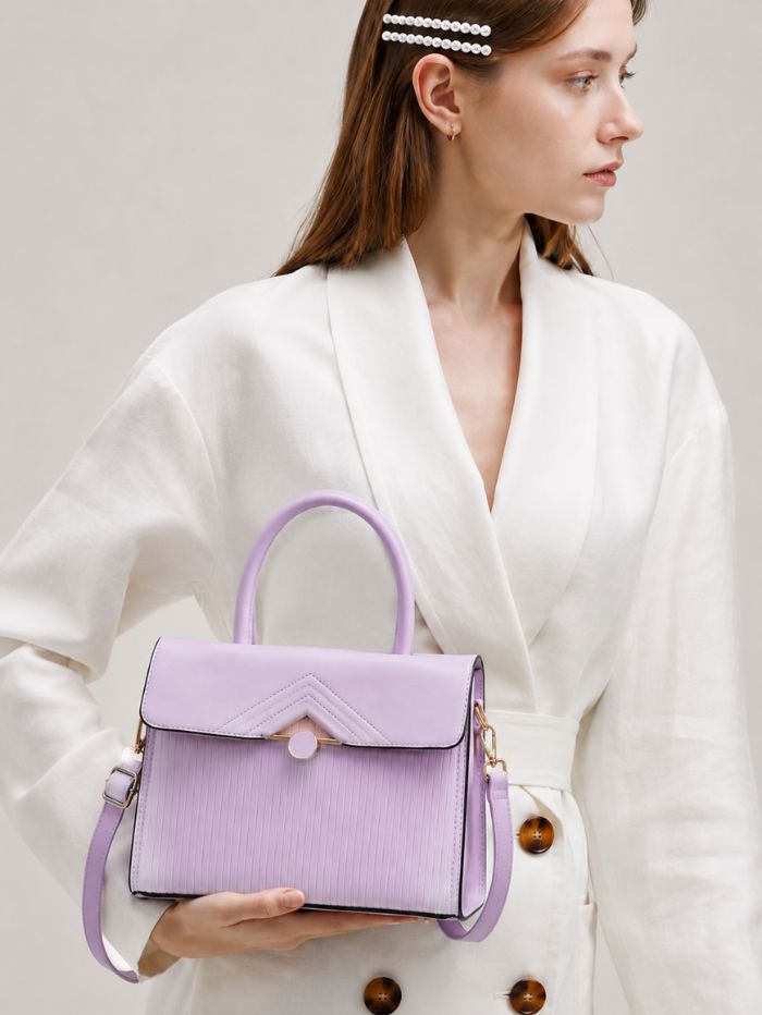 Premium Purple Women Handbag with Adjustable Sling Strap