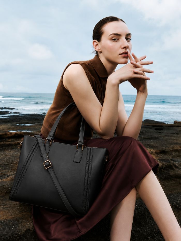Premium Black Women Tote Bag with Adjustable Shoulder Strap