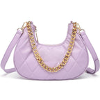 QUILTED LUXE PURPLE CHAIN SHOULDER BAG