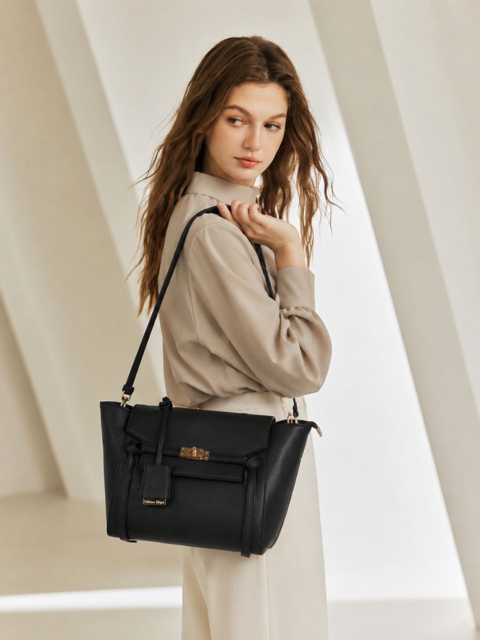 Luxury Structured Black Satchel Handbag for Women