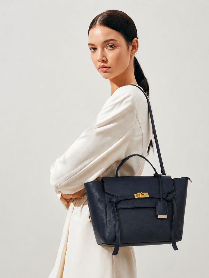 Luxury Structured Satchel Blue Bag For Women