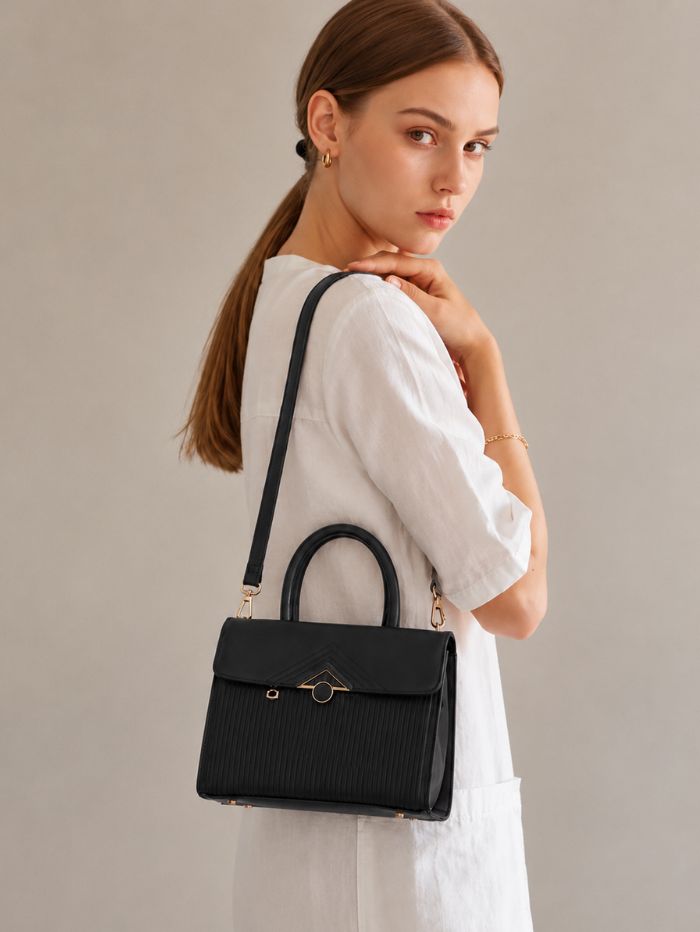 Premium Black Women Handbag with Adjustable Sling Strap
