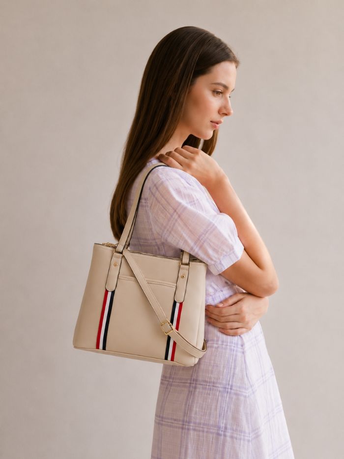 Premium Beige Women Handbag with Adjustable Shoulder Strap
