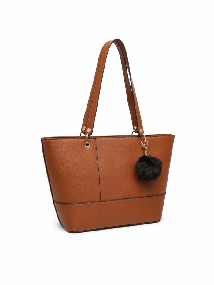 Premium Brown Women Tote Bag with Stylish Charm