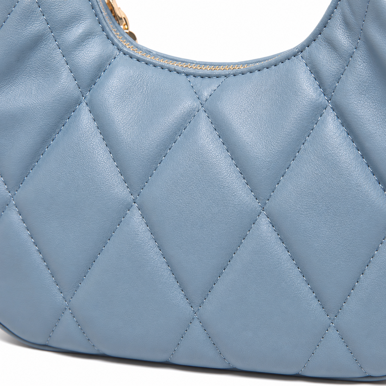 QUILTED LUXE BLUE CHAIN SHOULDER BAG
