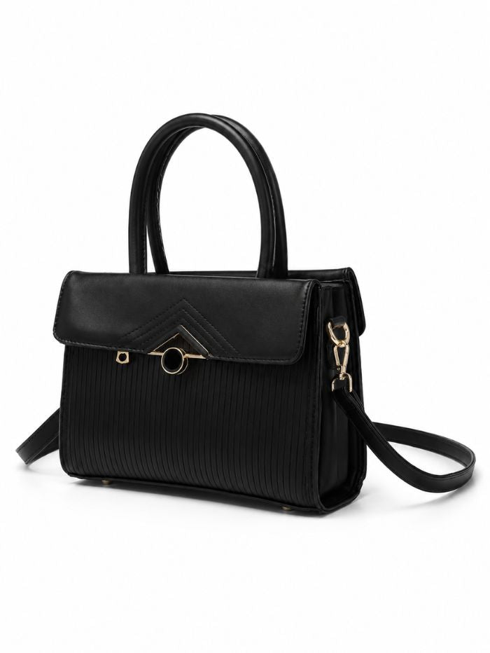 Premium Black Women Handbag with Adjustable Sling Strap