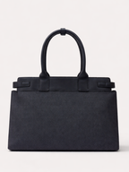 Premium Jute & PU Leather Structured Tote Black Bag for Women