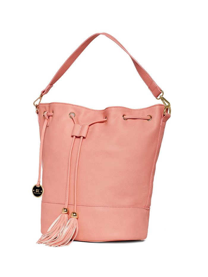 Stylish Drawstring Bucket Pink Sling Bag for Women