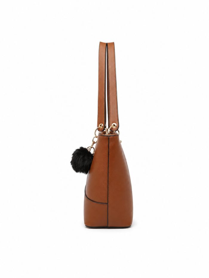 Premium Brown Women Tote Bag with Stylish Charm