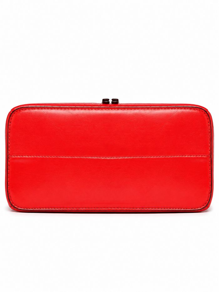 Elegant Red Women Handbag with Front Zip Design