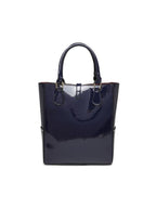 Elegant Patent Leather Blue Tote Handbag for Women