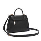 ELEGANT LOCK CHAIN STRUCTURED BLACK HANDBAG