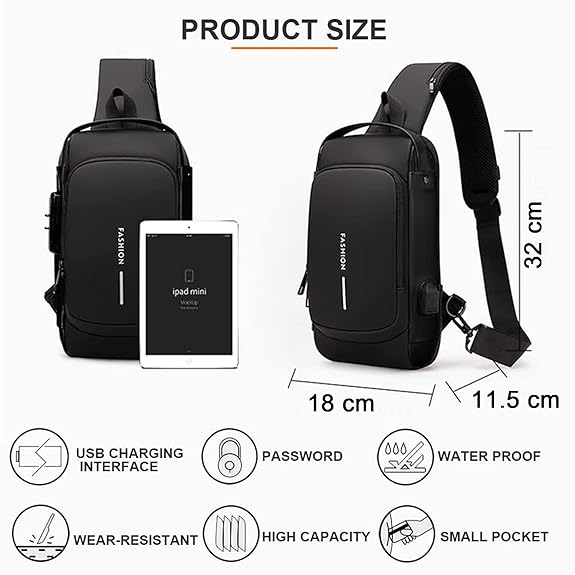 Anti Theft Sling Bag With A Charging Cable