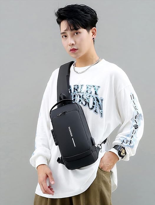 Anti Theft Sling Bag With A Charging Cable