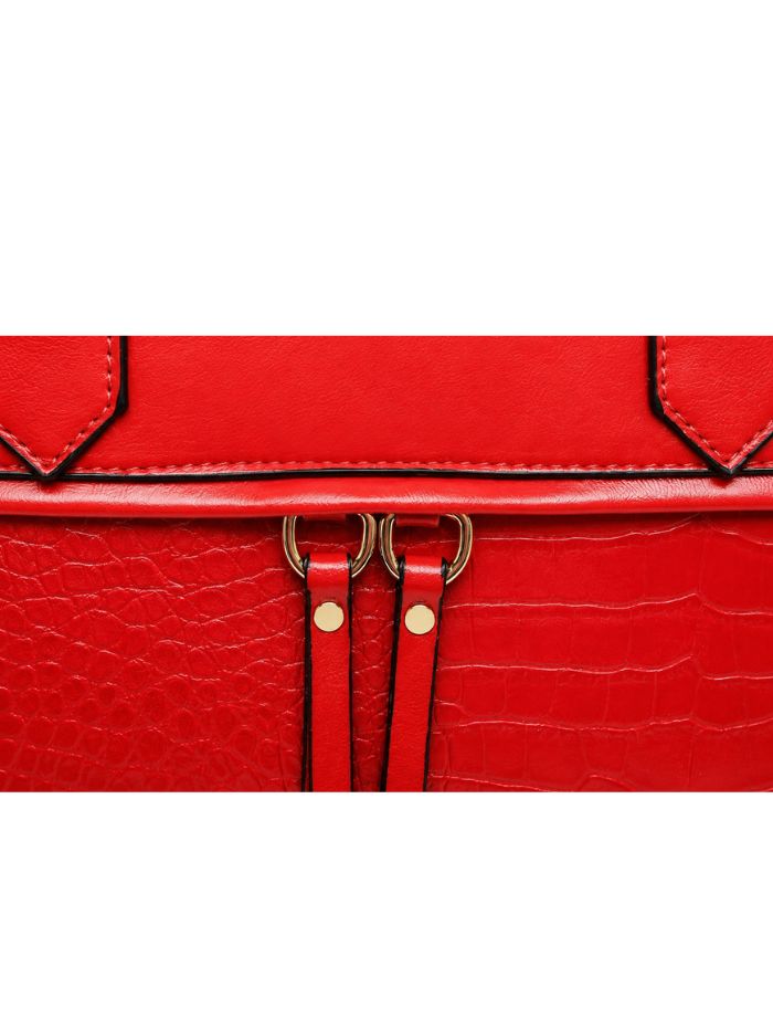 Elegant Red Women Handbag with Front Zip Design
