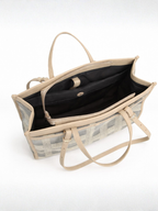 Premium Canvas & PU Leather Travel Tote Beige for Women