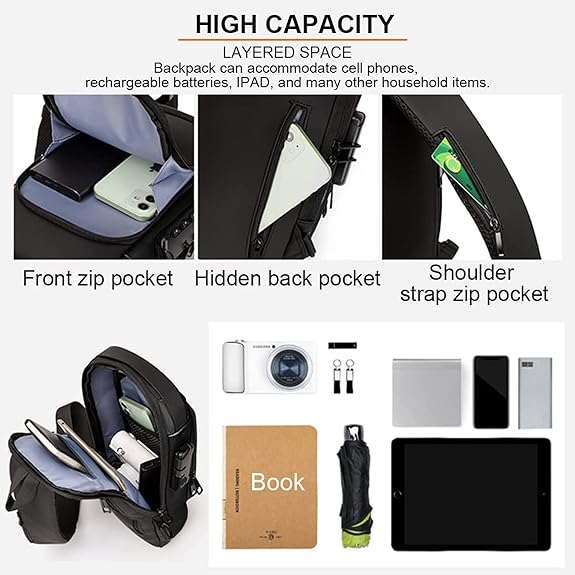 Anti Theft Sling Bag With A Charging Cable