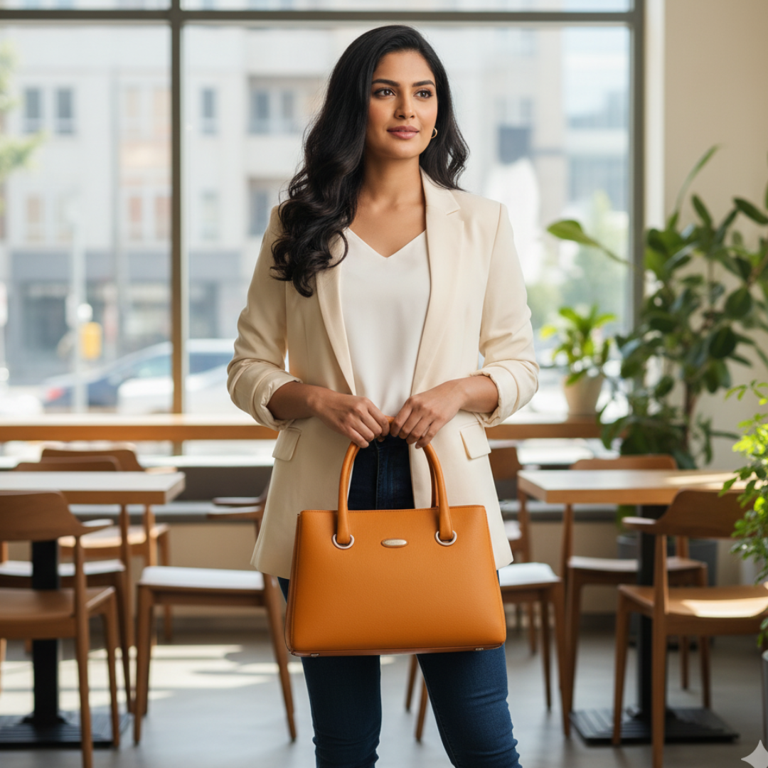 Caramel Brown Structured Tote HandBags For Women–Premium Everyday Handbag