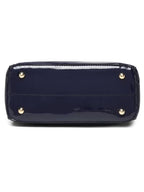 Elegant Patent Leather Blue Tote Handbag for Women