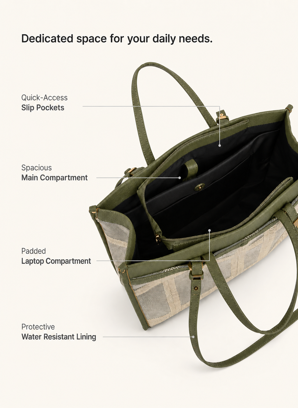 Vinenna Green Office Tote Bag