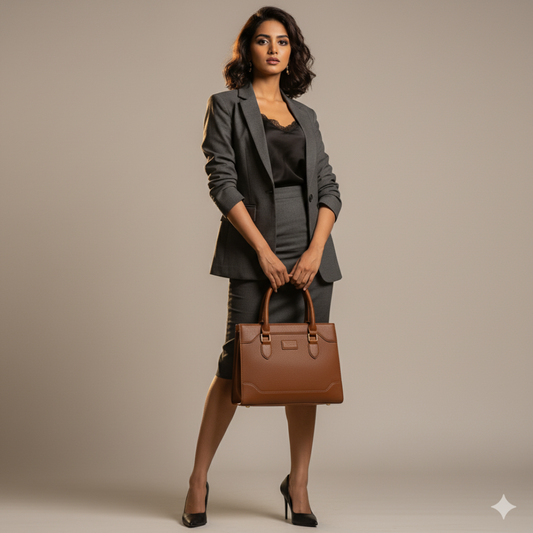 Classic Structured Tote Brown HandBag For Women – Premium Office & Casual Handbag