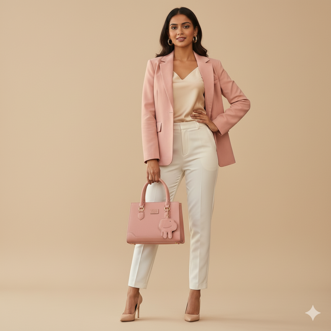 Classic Structured Tote Pink HandBag For Women – Premium Office & Casual Handbag