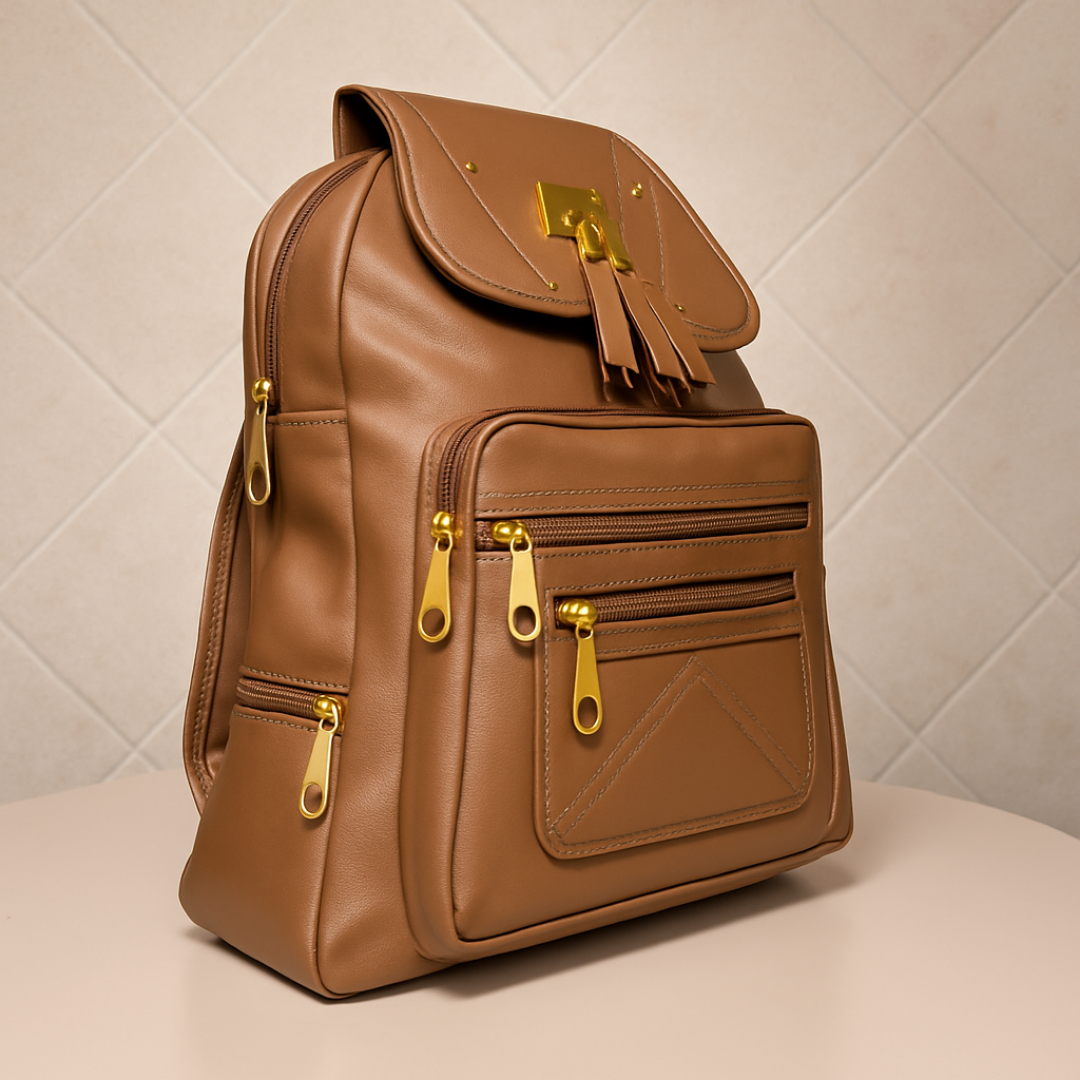 Premium Vegan Leather Backpacks with Gold Detailing – Stylish & Functional