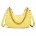 QUILTED LUXE YELLOW CHAIN SHOULDER BAG